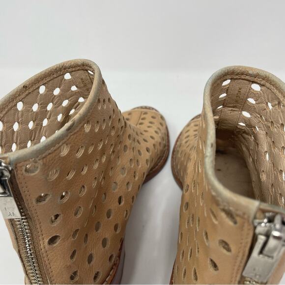 Loeffler Randall Ione Beach Tan Leather Perforated Open Toe Ankle Boots Shoes 6 - Picture 6 of 16